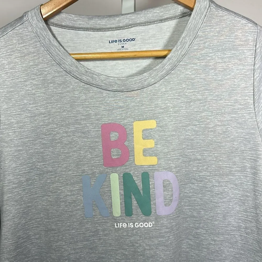 LIFE IS GOOD Women's Be Kind Oversized Sleep T-Shirt Nightgown Gray Size Medium